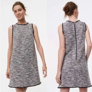 Loft Multi Colored Fringe Tweed Shift Dress size small